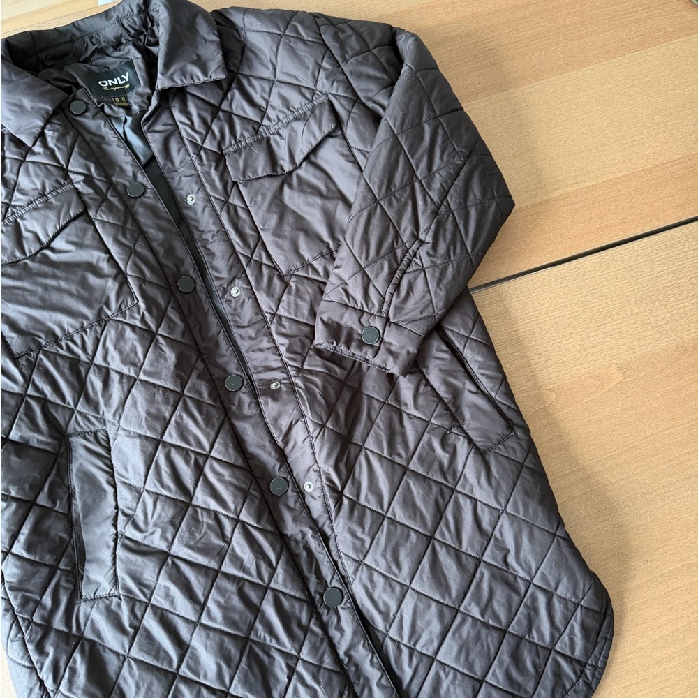 ONLY Women's Quilted Long / Oversized Jacket in Black, Size XS - transition coat